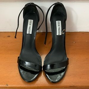 Steve Madden Black Patent Strappy Sandal Heels